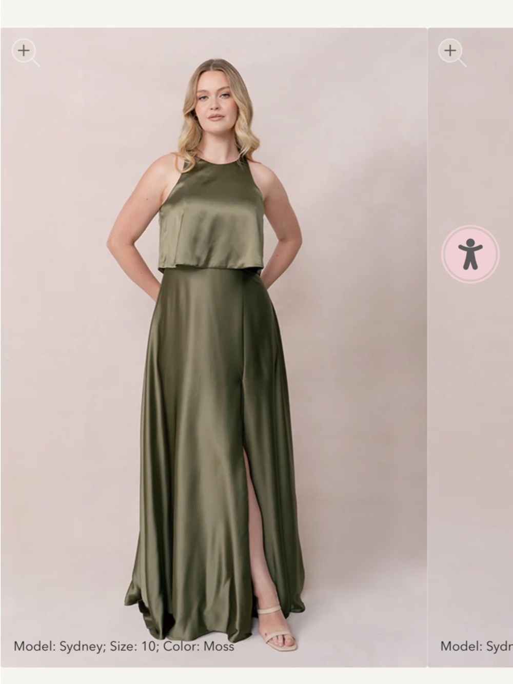 Olive Satin Two-Piece Formal Gown